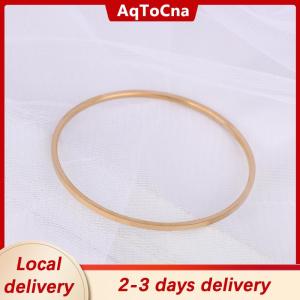 [COD] AqToCna Ship within 24 hours Titanium Steel Simple Plain Circle Thin Bangle For Women Vintage Bracelet Jewelry Pary Gift