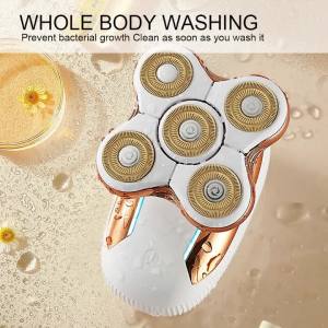 Five-Blade Head Womens Gold Electric Hair Removal Device with Floating USB Rechargeable Portable Wet & Dry Razors
