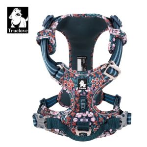 TrueloveHarness Floral No Pull Cotton Fabric Breathable and Reflective Soft for Cats and Dogs Small Medium Walking Running TLH5655
