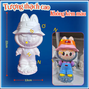 Tượng thạch cao Labubu đội nón M19 (Không kèm màu) Bé Tô Màu Tô Tượng trò chơi trẻ em