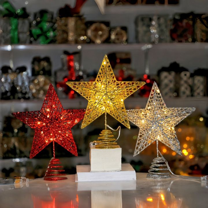 Happy Time Christmas Tree Toppers Star 20cm Large Glitter Star Xmas
