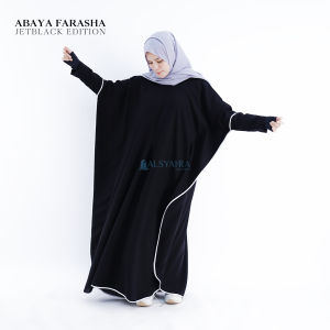 Alsyahra Exclusive - Farasha Abaya Bisban Putih Jetblack - Dress Gamis Umroh Dubai Arab Aesthetic