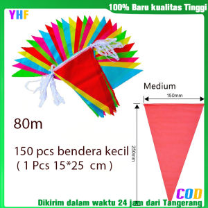 100m 150pcs Bendera Segitiga Warna Warni/Bendera Kain Segitiga/Bendera Hias Festival Segitiga COD-YHF