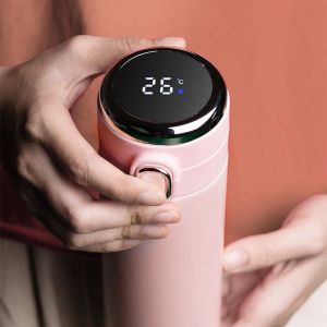 HOMEKARE [LASER ENGRAVING SERVICE/PRINT YOUR NAME] 420ml Premium Stainless Steel LED Smart Temperature Water Bottle BPA-Free Thermos Temperature Display Vacuum Flask Portable Coffee Tea Cups Christmas Gifts