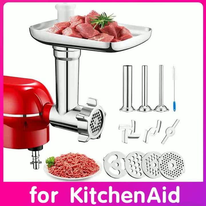 thumbnail image 2 of Universal Meat Grinder & Sausage Stuffer Attachment For KitchenAid Stand Mixers – Silver Aluminum, 12-Piece Set 2 of 2