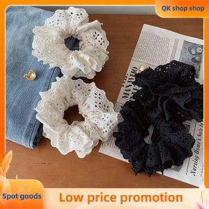 ✨QK shop✨ 1PC Oversized Cotton Lace French Hair Bands Hair Scrunchie For Women Elastic Ponytail Double Layer Womens Hair Accessories
