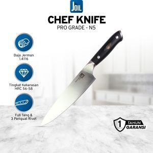 Joil Pisau Dapur Chef Knife Germany Steel 20 cm Stainless Steel Full Tang Ketajaman Tahan Lama - N5