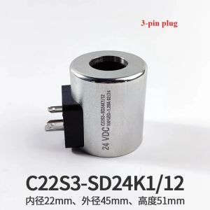 Hanson8 Hydraulic Solenoid Valve Coil C22s3-Sd24k1/12 1.29A Inner Diameter 22mm Outer Diameter45mm Height 50mm 24VDC M1Y4T