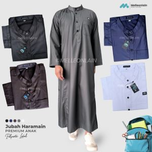 Jubah Gamis Haramain ANAK Laki-laki Lengan Panjang Kerah Mandarin Kancing Melleonlain Polyester