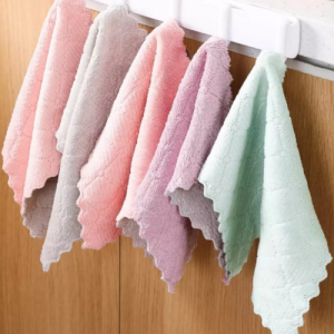 24.5CM X 24.5CM Good Absorbent Kitchen Dishwashing Household Dish Cloth Coral Fleece Towel Assortment Double Sided Thickened Square Non-oily Oil Free Non-stick Scouring Pad Kain Buruk