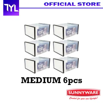Sunnyware Shoemate Medium 6pcs Shoe Mate Stackable Transparent Plastic Shoe Organizer Shoe Box Shoebox Shoes