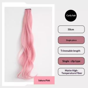 JJT Cute Curly Hair Extension for Girls Soft Colorful Clip-in Hairpiece Sweet Princess Style