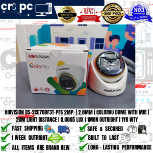 HIKVISION DS-2CE70DF3T-PFS 2MP  | 2.8MM | COLORVU DOME WITH MIC | 20M LIGHT DISTANCE | 0.0005 LUX
