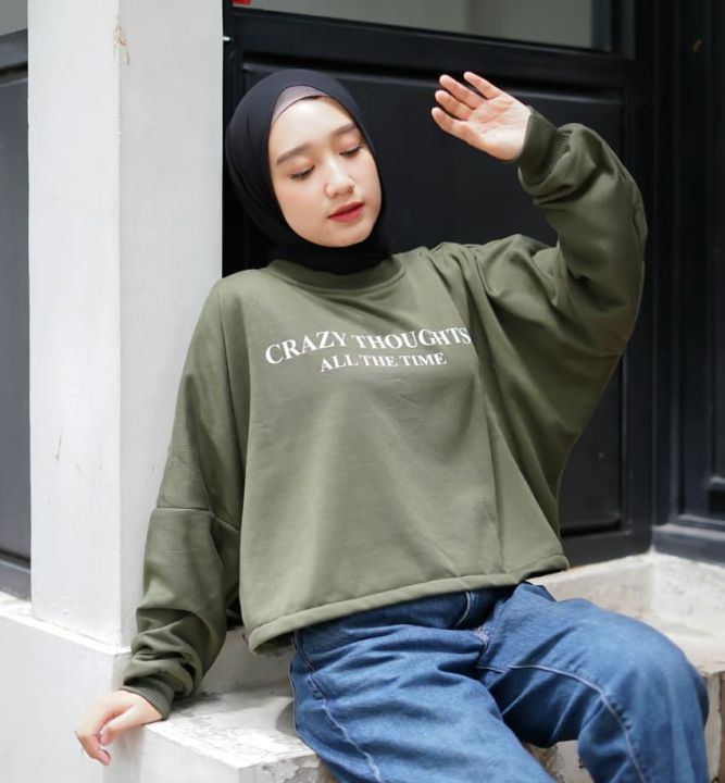 Crazy Thought Gazala Fashion sweater over size terbaru