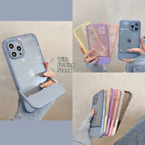 Crashstar Mềm trong suốt rõ ràng chống sốc vỏ điện thoại với chân đế Iphone gấp 16 15 14 13 12 11 Pro Max XS XR x 8 + 7 cộng với Matte Side Ốp điện thoại vỏ bìa đơn giản với ống kính bọc hoàn toàn bảo vệ máy ảnh