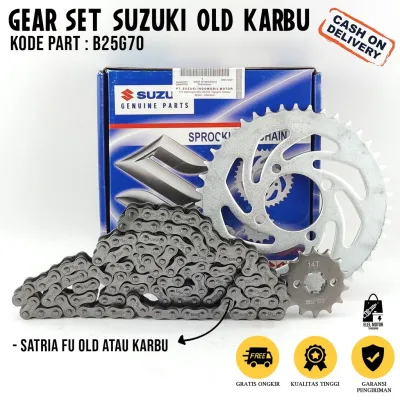 Gear Set Satria FU Old Lama Karbu Gir Paket Rantai Roda Ukuran 428 SSS Premium Gold Murah