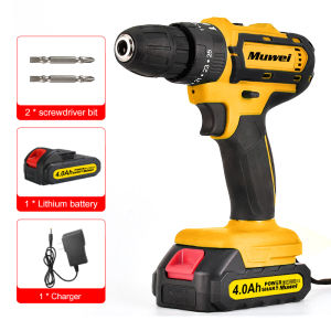 Original Electric Impact Wrench Set 980NM 2 Batteries Cordless Lithium Electric Wrench Screwdriver Brushless Motor 1/2-1/4 inch Multiple Accessories Electric Impact Wrench Screwdriver Tools Set