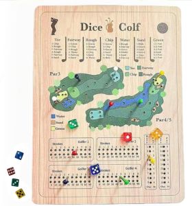 Golf Dice Fun and Challenging Golf Dice Wooden Tabletop Golf Dices Perfect for Family Party Nights Holiday Parties.