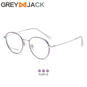 Grey Jack Frame Kacamata Bahan Titanium Model Oval Sangat Ringan Kokoh Fashion Wanita Style Simple Ringan Bisa Minus Antiradiasi Bluecromic 98553