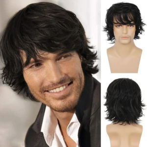 Cross-border hot-selling new European and American mens hair medium length mens curly hair long mens hair fashionable fluffy mens curly hair