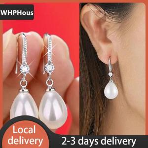 [COD] WHPHous Ship within 24 hours Jewelry for Women Water Drop Earrings for Women Red White Round Oval Earrings Wedding Engagement Valentines Day Gift