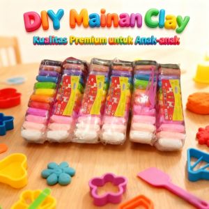 Clay Set 10 Pack Mainan Edukasi - Plastisin Lilin 12 Pcs/ Pack + Gratis Pisau