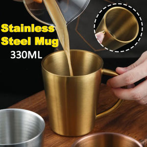 QUIVLOX 330ml Gold Stainless Steel Insulated Beer Cup Double Layer Thermal Mug for Coffee Tea Milk Hot Cold Drinks Bar counter Supplies