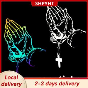 [COD] SHPYHT Local delivery Ship within 24 hours Car Praying Hands With Rosary Sticker Decals Religious  Vinyl Decal Waterproof Decal Auto Decoration