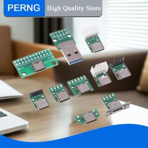 [PERNG] Tehe บอร์ดอะแดปเตอร์ USB 5ชิ้น TYPEC16P กับเทอร์มินัล2.54ขาสำหรับอัปเกรดพร้อมรูสำหรับตรึง