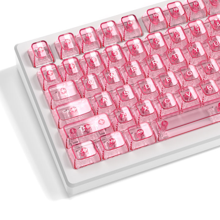 Creamy Keyboard Womier Pink Keyboard Keycaps 60 65 75 100 Percent, MOA Profile Cute Keycap PBT Dye-Sublimation Key Caps Set For Cherry MX, Kailh, Outemu, Gateron Mechanical Keyboards (Love Origami Cute Keyboard