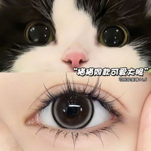 Fashion Glasses 6 Months (Included) Colored Eyes With Power(1 Pair)Naturally Enlarge Your Eyes Hot Sale Big Eyes 千漫小猫同款可乐珍宝珠半年抛Glasses 14.5大直径学生新款 眼镜女