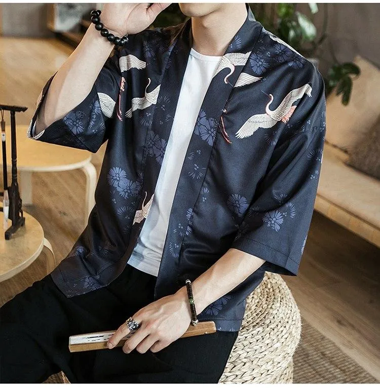 Cozy Up New Men Kimono Harajuku Cardigan Shirt Coat Japanese Style
