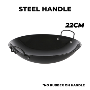 HOMEKING | Enamel Wok / Kuali Hitam (31CM / 34CM / 37CM / 40CM / 43CM / 46CM / 49CM) Enamel Wok Kuali Hitam Masak Iron Wok | Black Enamel Wok | Double Handle Enamel Wok | Stir-Fry Wok | Kuali Hitam | Kuali Besi