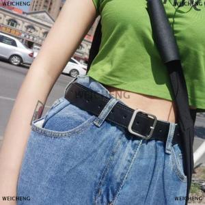 [COD] WEICHENG PU Leather Belt For Women Square Buckle Pin Buckle Jeans Belt Ladies Vintage Strap Female Waistband