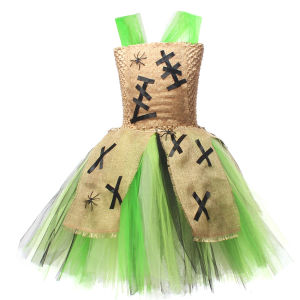 2026 New Oogie Boogie Costume For Baby Girl Lace Dress Sling Party Frock Hat 2pc Set Festive Tunic Halloween Dress Up2026