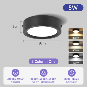 Tricolor Led  Downlight Pin Light LED for Ceiling Surface Mounted Ceiling Light Modern Design 5W 10W 15W 25W with Memory Function Spotlight for Corridor Living Room Indoor Lighting