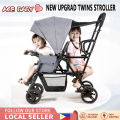 Twin Stroller Double Stroller Lightweight Adjustable Two-way Tandem Seating Foldable Baby Stroller. 