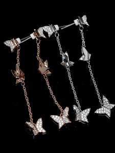 SWAROVSKI Luxury Fashion Lilia blue butterfly diamond teardrop earrings S925 sterling silver womens fashion earrings