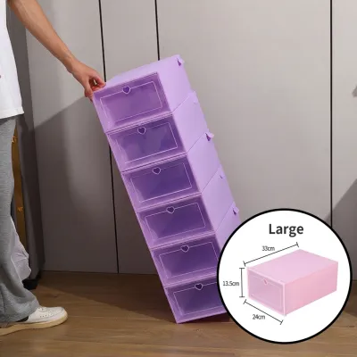 【Fans tone】12Pcs New Style Large Foldable Storage Box Transparent Sneaker Shoe Box Stackable Storage Organizer Shoe Rack Shoe Cabinet