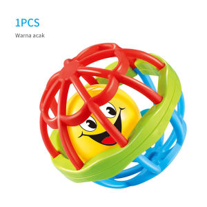 Mainan Bayi/Bola Putar Rattle Teether Bahan Plastik Lembut Dengan Suara Kerincingan