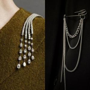 Hmeme เข็มกลัดติดพู่แบบยาวประดับดาวตกคริสตัลสวยงามใหม่สำหรับผู้หญิงเครื่องประดับแฟชั่นสายสะพายไหล่ของขวัญสำหรับงานเลี้ยง