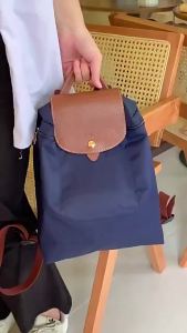New dragon-patterned leather foldable backpack suitable for commuting embroidered large capacity casual travel nylon waterproof backpack