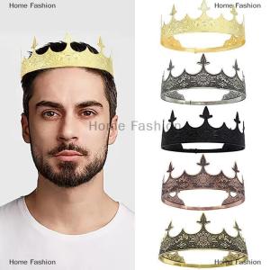 [COD] Home Fashion Simple Bar Mitzvah King Crown Hair Hoop Western Prince Crowns Headband Hair Accessories Round Tiaras Hair Ornaments