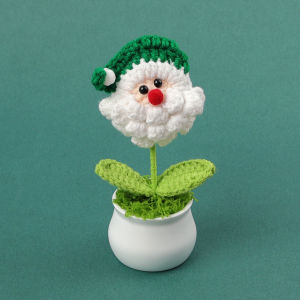 Handmade Crochet Mini 15cm Yarn Christmas Tree Potted Ornament Tabletop Home Decor Cute Xmas Holiday Gift