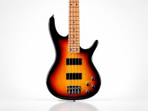 Electric Bass Guitar 4-String Alston 24 Frets Dual H-H Pickups High Gloss Beginner & Developing Bass Players Red Sunset Colours