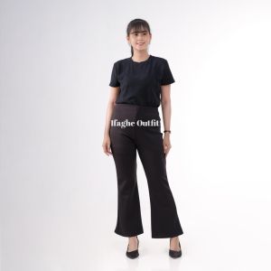 Flare Pant Wanita Scuba Premium High Waist Celana Panjang Cewek Cutbray Basic Nyaman Lembut Melar Karet