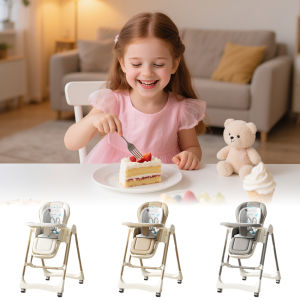 เก้าอี้สูงสำหรับเด็กพับได้-เก้าอี้เด็กเด็กทารกแบบพกพาปรับได้สำหรับบ้าน/ท่องเที่ยวที่นั่งรับประทานอาหารเด็กวัยหัดเดินเปิดประทุนพร้อมถาดแบบถอดได้