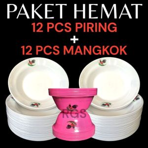 PAKET HEMAT 12 PIRING + 12 MANGKOK BERAT 1 KG