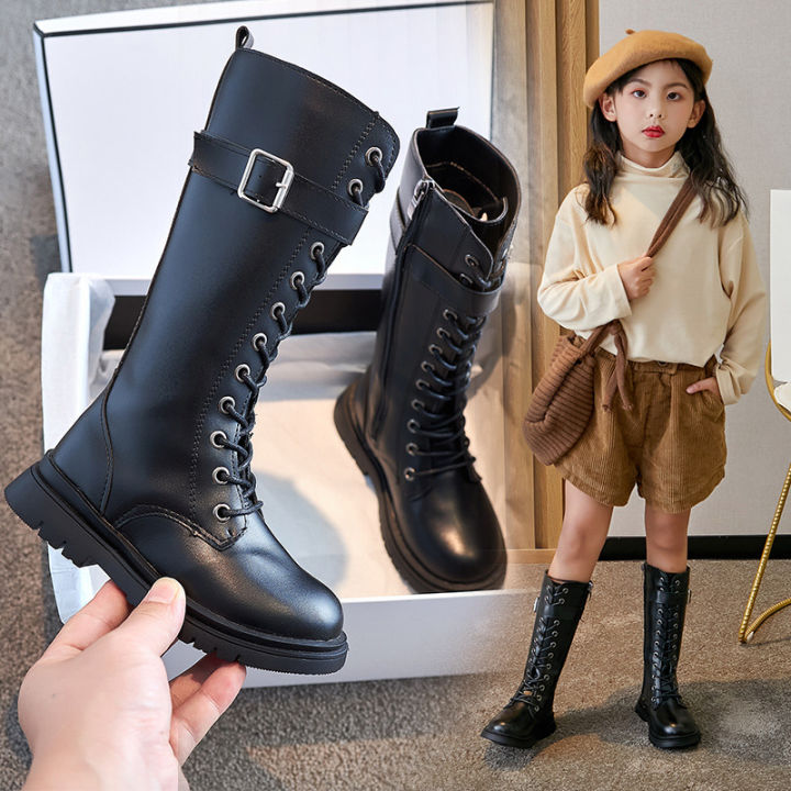 Boots for Kids Girls 6 To 12 Years Old Girls Rubber Soled Martin Boots 2022 Fashionable High Boots Korean Long Fashion Boots Side Zipper Black Boots Lazada PH