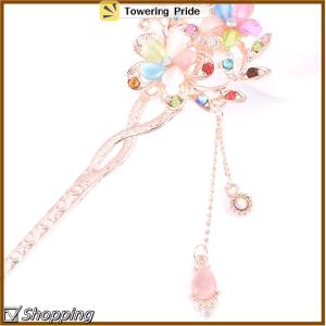 [Towering Pride] Ghim Cài tóc đá mắt mèo Kẹp Tóc Đính kim cương giả hình hoa đôi